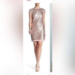 Vince Camuto Elegant Sequin Dress in Rose Gold